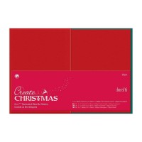 Картички с Пликове - Червени и Зелени, Коледни, В6 (12,7 см х 17,8 см), 50 Бр.