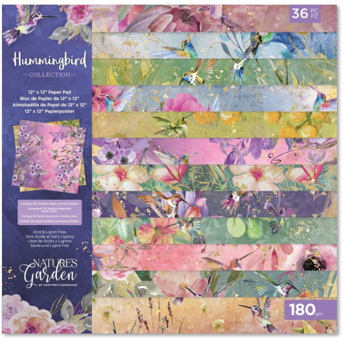 Дизайнерска Хартия "Колибри", 30.5 х 30.5 см, 36 Листа, 12 Дизайна, 180 гр./кв.м.