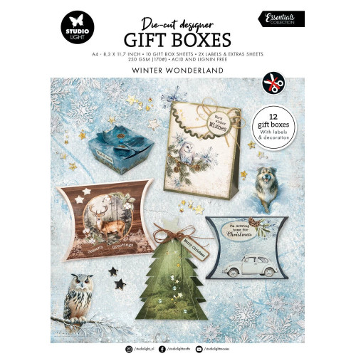 Дизайнерски Коледни Кутии за Подаръци с Изрязани Форми - "Winter Wonderland", 12 Броя