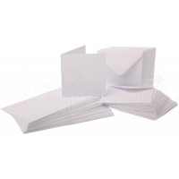 Картички с Пликовe, 7,6 см х 7,6 см, 250 гр./м², по 50 Броя, Бели