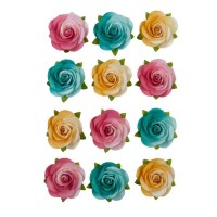 Розички в Наситени Розови, Сини и Жълти Цветове, 12 Броя