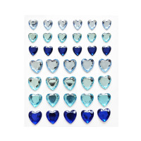 Стъклени Камъчета Сърца Микс Сини, Самозалепващи, 38 броя Стъклени Камъчета Сърца Микс Сини, Самозалепващи, 38 броя