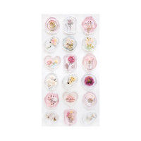 Самозалепващи Стикери - Печати, Цветя в Светлорозов Цвят, 18 броя Самозалепващи Стикери - Печати, Цветя в Светлорозов Цвят, 18 броя