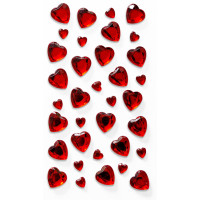Стъклени Камъчета Сърца, Комбинация от Розово и Червено, 38 Броя Стъклени Камъчета Сърца, Комбинация от Розово и Червено, 38 Броя