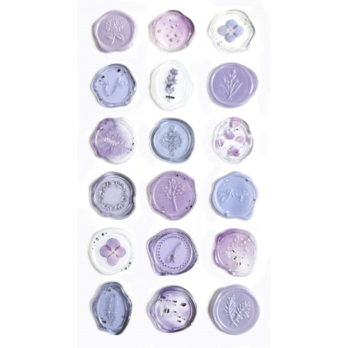 Самозалепващи Стикери - Печати в Светлолилав Цвят, 18 броя