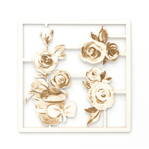 Декоративен Картон, "Саксия с Рози", 11.5 х 11.5 см Декоративен Картон, "Саксия с Рози", 11.5 х 11.5 см