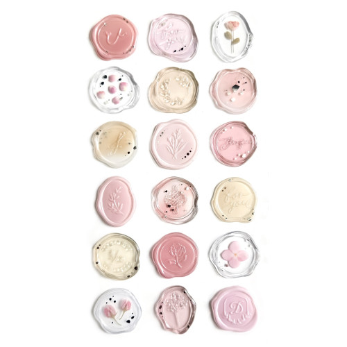 Самозалепващи Стикери - Печати в Светлорозов Цвят, 18 броя