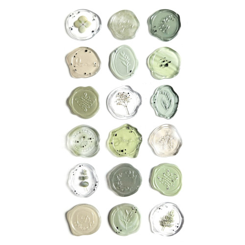 Самозалепващи Стикери - Печати в Светлозелен Цвят, 18 броя