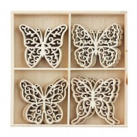 Комплект Дървени Формички - DIY, Пеперуди, 20 броя