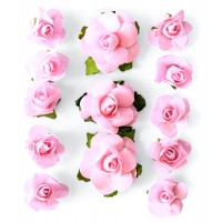 Хартиени Цветя - Рози, Светло Розов Цвят, 1.5 см, 3 см, 13 Броя