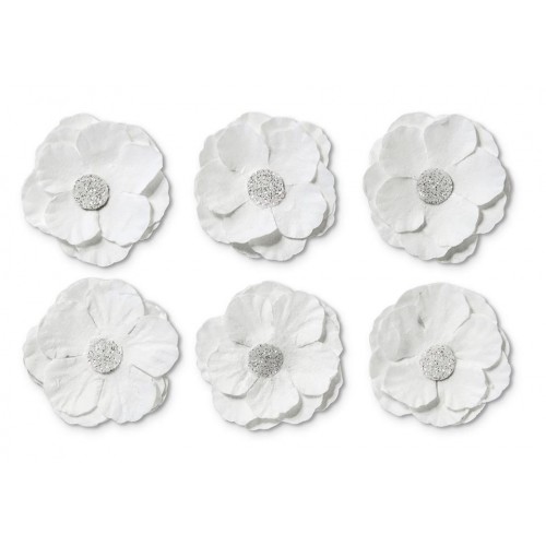 Самозалепващи Цветя, Бели, 3 см, 6 Броя