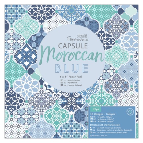 Дизайнерска хартия - 15,2 см х 15,2 см, Moroccan Blue