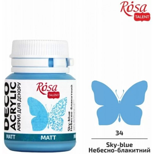 Матова Акрилна Боя за Крафт Проекти Rosa Deco 20 ml - Небесно Синя