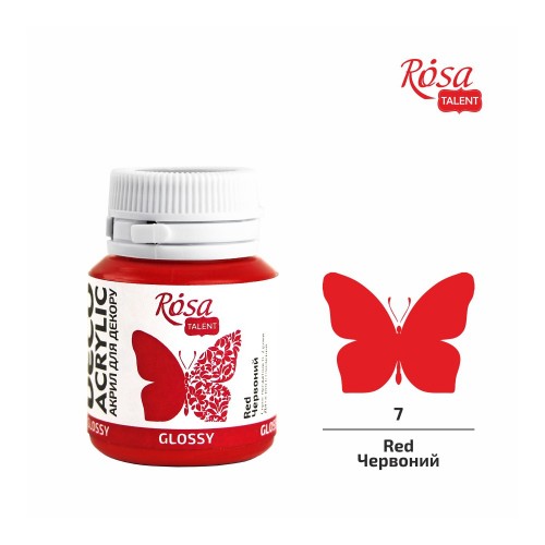 Матова Акрилна Боя за Крафт Проекти Rosa Deco 20 ml - Червена